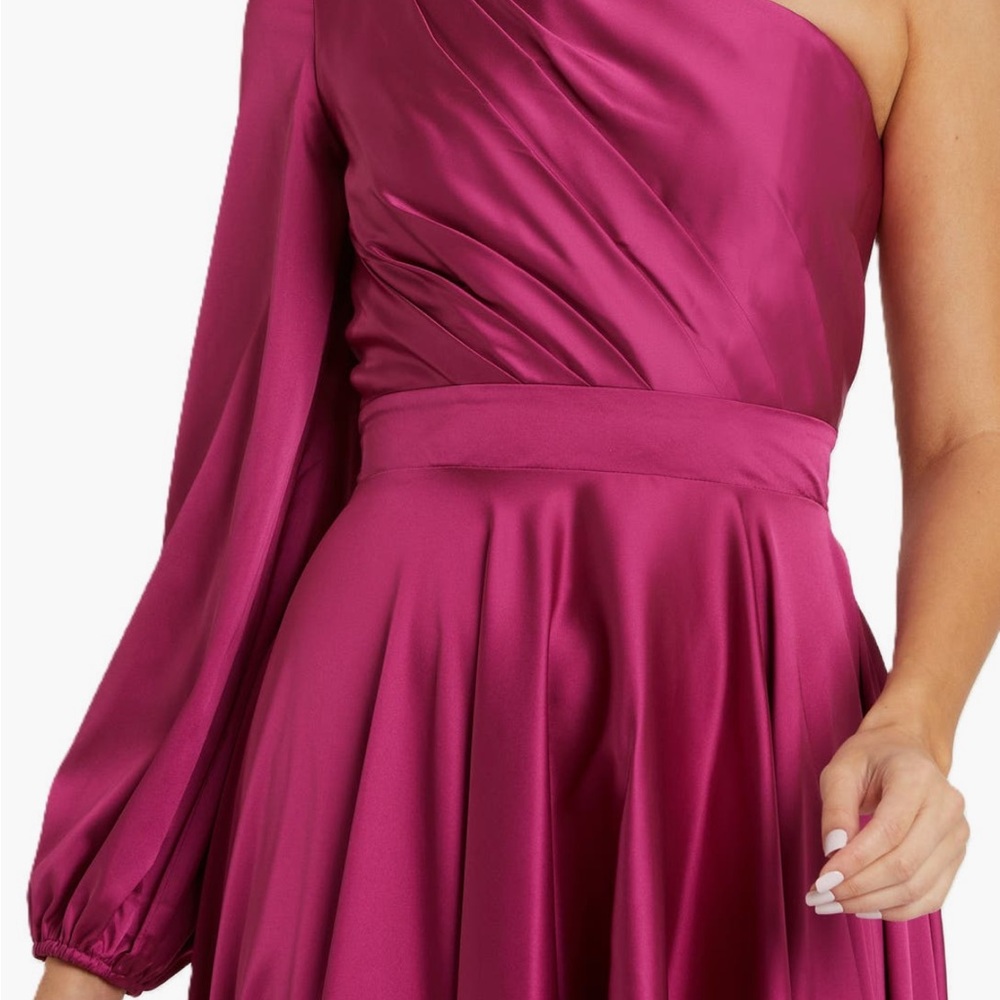 Mac Duggal Red Asymmetrical Ruched Cocktail Dress